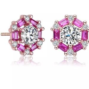 NEW Rachel Glauber Baguette Cubic Zirconia Stud Earrings